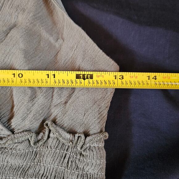 Liberty Love Olive Green Dress Jr Size L Tie Straps Y2K Forest Fairy Goblincore - Picture 8 of 9